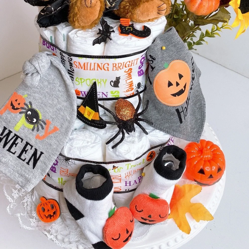 Halloween Diaper Cake, Baby Shower Gift